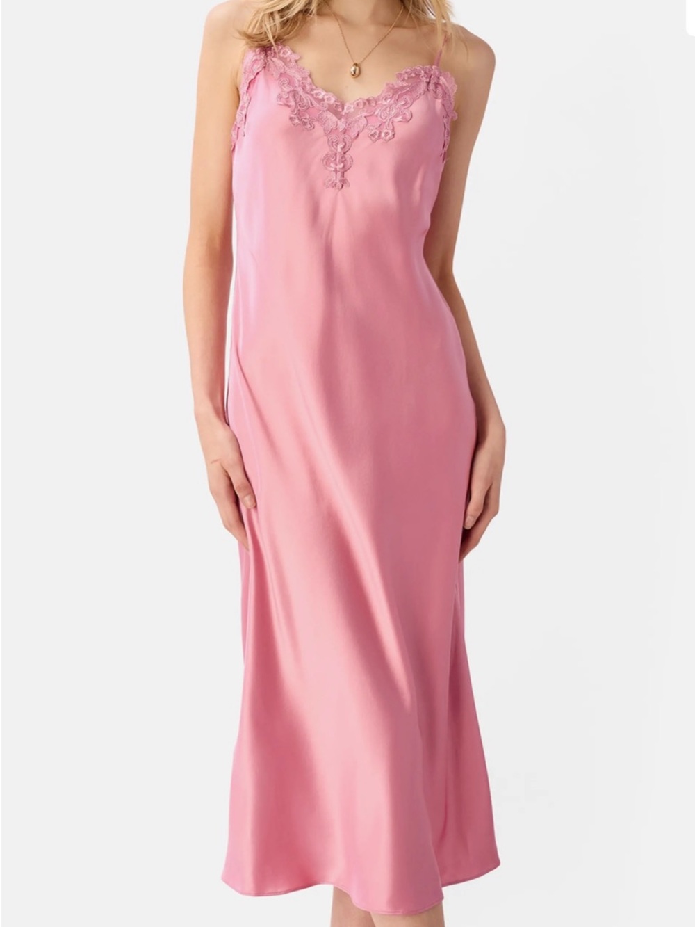 Cami NYC Pink Satin Lace-Trim Slip
